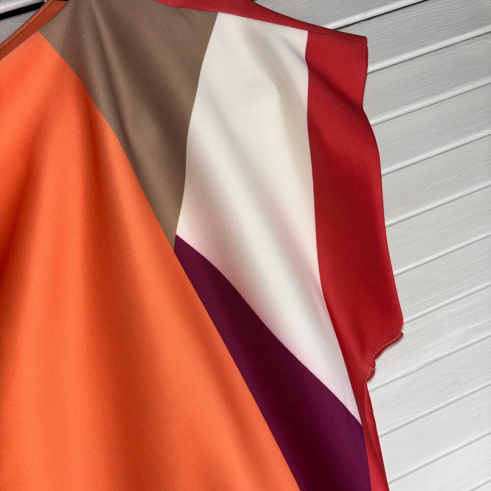 Donna Karan size 12 color block pencil dress orange multicolored Pre-Loved - Picture 4 of 14